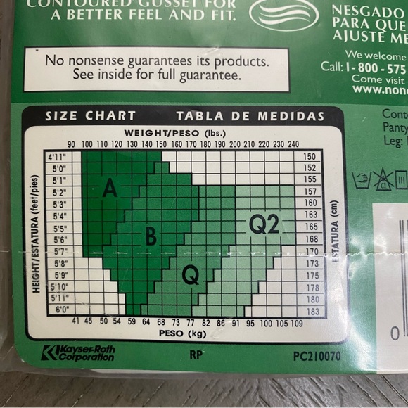 NWT No Nonsense Control Top Premium Nylon Pantyhose Reinforced Toe Size B Nude - Picture 4 of 7